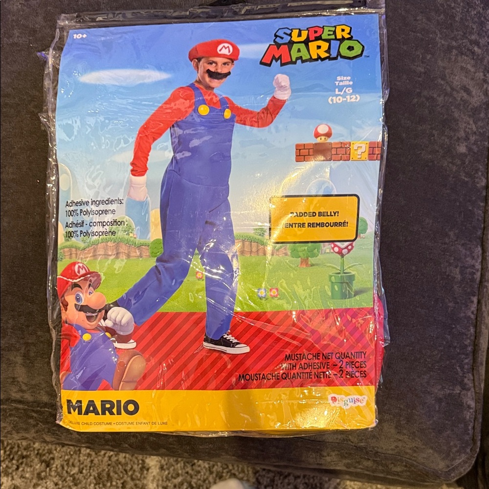 Super Mario- kids size 10-12… Disguise Red and Blue Plumber Costume used once